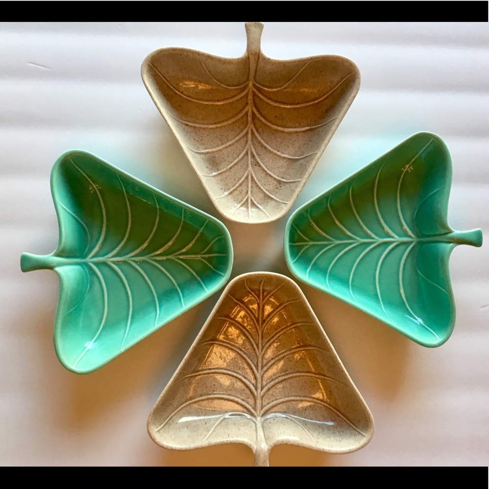 Vintage Valley Vista Leaf Pottery Set Of 4 Mint